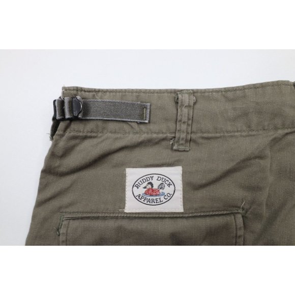 Vintage 90s Streetwear Mens 36 Faded Above Knee Cargo Shorts Green Cotton USA - Picture 13 of 13